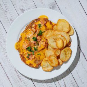 Milanesa con Cheddar y Panceta(con guarnición)